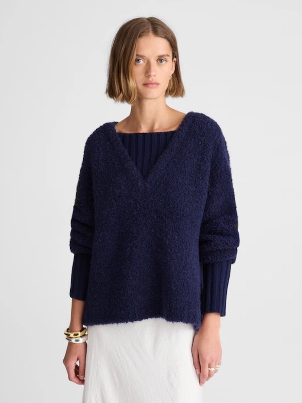 NWT Alexa Chung for Madewell Bobbie NY903 Sweater in Navy, Alpaca Blend, Large